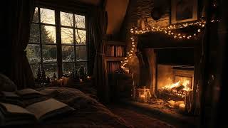 Cozy Christmas Morning Bedroom Cozy Ambience w Crackling Fire amp Morning Sounds NO MUSIC [upl. by Yemane]