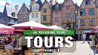 Tours France  Walking Tour City Walk  4K 60fps [upl. by Selij]