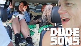 Popcorn Car Mayhem in Hollywood  The Dudesons [upl. by Nikita387]