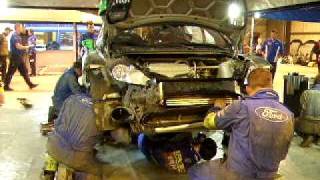 Ken Block Service Builth Wells Wales Rally GB 2011  Quick mechanics [upl. by Hajidahk]