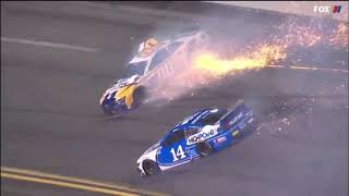 Chase Briscoe and Quin Houff Crash  2021 Daytona 500 [upl. by Ahsinan938]