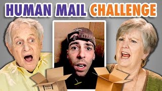 Elders React to I Mailed Myself in a Box Challenge Human Mail 24 Hour Challenge [upl. by Narba839]