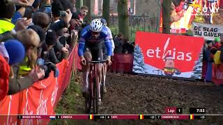 Van der Poel in EPIC Cyclocross battle with Van Aert and Pidcock  Gavere highlights [upl. by Leahciam]