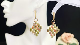 Woven Earrings making✨earringsdesign earrings earringstutorials earringslover earringsmaking [upl. by Temirf]