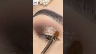 golden glitter eye makeup  latest glitter eye makeup tutorial  soft glitter eye makeup 2024 [upl. by Rafaelof]