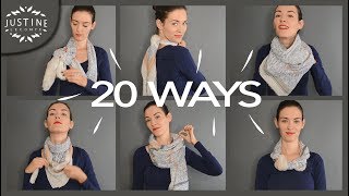 20 ways to wear a scarf  howto tips  Justine Leconte [upl. by Aleb]