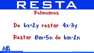 Resta de expresiones algebraicas  Ejemplo 2 Polinomios [upl. by Ijnek]