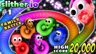 SLITHERIO 1 6 Player FGTEEV Family Battle 20k High Score Snake Worms Grow Up Fast [upl. by Baillieu394]