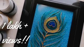 Glass painting DIY for beginnersStep by step demonstration to paint peacock feather wall decor [upl. by Nafets]