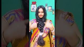 New Beautiful Braided Hairstyle For Long Hair ☺️ Saree Hairstyle hairstyleyoutubeshortsshorts [upl. by Atelra]