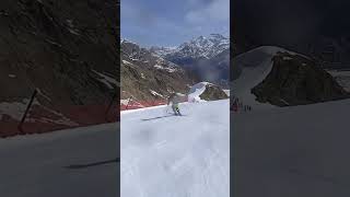 Skiing short and long turns on steep slope in Saas Fee SkiMojo makes you ski crazy [upl. by Dudley]