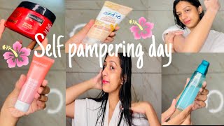 Self pampering day 🎀✨  self pampering routine when you feel lazy✨ [upl. by Anahgem]