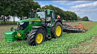 Testujemy John Deer’a 6195R 😮🚜🟢  Talerzowanie samosiewów rzepaku s2023Vlog30 [upl. by Eelnyl]