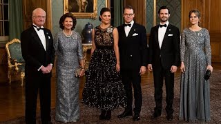 King Gustav starts his golden jubilee celebrations with family in stunning gowns swedenroyals [upl. by Yenor149]