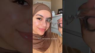 lash extensions at home 💗 Hudabeauty fakelashes eyelashtutorial eyelashextensions makeup [upl. by Adnohsal916]