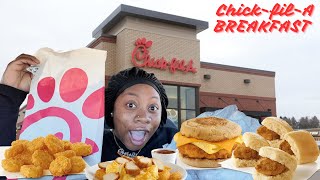 I TRIED ChickfilA BREAKFAST FOR THE FIRST TIME [upl. by Urbas]