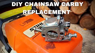 How To Replace a Carburetor  STIHL 025 Chainsaw Simple and Easy [upl. by Glynda]