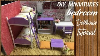 DIY Dollhouse Miniature Bedroom Tutorial  DIY Furniture Set Tutorial  FULL Video  NampL DIY [upl. by Irrem]