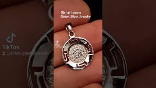 Phaistos Disc Blue Opal Silver Pendant  Greek Silver Jewelry  Free Shipping silver greece [upl. by Shanda880]