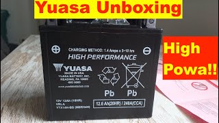 Yuasa Motorcycle Battery Unboxing YTX14HBS High Performance [upl. by Laemaj]