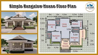 Simple Bungalow House floor plan  3 Bedrooms and 3 Bathrooms [upl. by Elleirad477]