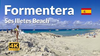 Ses Illetes Beach Walk Formentera 4K Balearic Islands Spain 🇪🇸 [upl. by Shoshanna752]