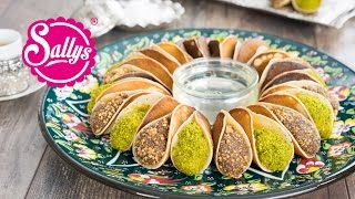 Atayef  gefüllte arabische Desserts mit Pistazien und Krokant  zwei Füllungen  Sallys Welt [upl. by Darom]