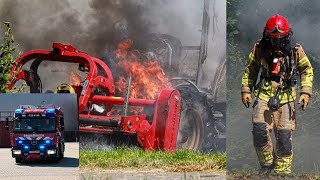 Brandweer met spoed naar een uitslaande trekkerbrand in AlmereHaven  Brandweer in actie [upl. by Schwenk]