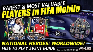 RAREST amp MOST VALUABLE Players in FC Mobile FIFA  National Heroes Worldwide quotEVENT GUIDEquot [upl. by Chelton914]