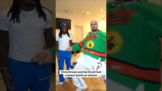 Kai and Chris Brown had a dance battle live 💀 kaicenatstream kaicenatshorts chrisbrown comedy [upl. by Eigla]