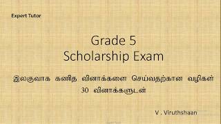 Grade 5 Scholarship Tamil Medium Students  Revision  30 Maths amp IQ  தமிழ் மாணவர்களுக்காக [upl. by Dazraf]