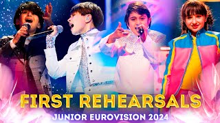 FIRST REHEARSALS  Junior Eurovision 2024 Armenia Ukraine Spain Cyprus Georgia Estonia Italy [upl. by Tyre949]