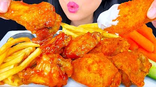 ASMR Fried Chicken Wings  Spicy Mango Habanero amp Desert Hot Heat  Buffalo Wild Wings  ASMR Phan [upl. by Nilrev]