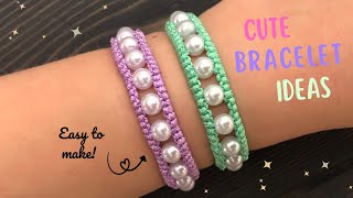 DIY Macrame Bracelet with Pearl Beads I Easy Bracelet Ideas graciescraftzone [upl. by Ignace]