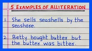 Examples of Alliterations  5 Examples of Alliteration  in English [upl. by Carma]