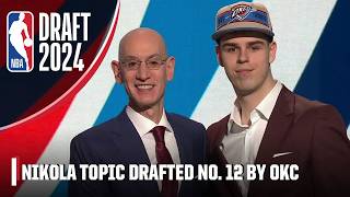 The OKC Thunder select Nikola Topic with the No 12 pick in the 2024 NBA Draft  NBA on ESPN [upl. by Dyraj]