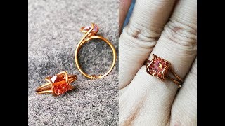 How to make easy prong ring with faceted gemstones  Wire Wrapping Ideas 34 [upl. by Mensch839]