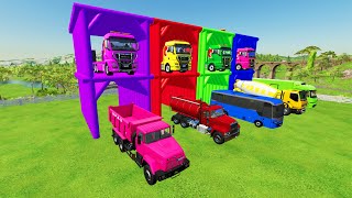 TRANSPORTING COLORED DUMP TRUCK TANKER TRUCKBUSMIXER CEMENT TRUCKCONTAINER TRUCK TO GARAGE [upl. by Lohner813]