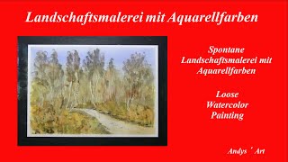 Watercolor painting tutorial  Loose Watercolor painting  Landschaftsmalerei mit Aquarellfarben [upl. by Kyre30]