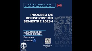 Plática de Reinscripción al semestre 2025I  Coordinación de la Licenciatura en Farmacia [upl. by Maxim]