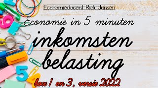 Economie in 5 minuten Inkomstenbelasting 2022 berekenen van Box 1 en Box 3 EXAMENTRAINING [upl. by Rimidalv]