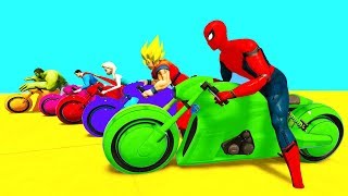 Learn Color MOTOR Cycles and Cars Fun Video w Superheroes 3d Cartoon Animation for Babies [upl. by Xella711]