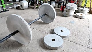 How to Make Homemade Cement Barbell  DIY Concrete Barbell [upl. by Ayhdnas385]