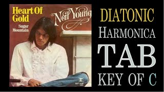 Neil Young  Heart of Gold  Diatonic C Harmonica Score amp Tab No 552 [upl. by Maletta786]