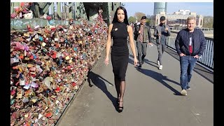 Walking in 16cm High Heels on the Cologne bridge and Stairs Challenge65 inch Köln高跟鞋16cm厘米步行 [upl. by Anifares255]