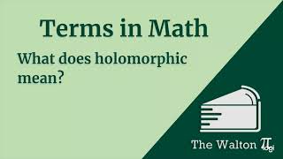 What does holomorphic mean [upl. by Erskine]