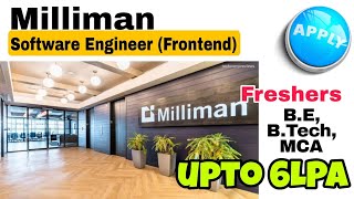 Hiring Software Engineer Frontend by Milliman  Fresher can apply [upl. by Ahsiekam]