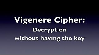 Vigenere Cipher  Decryption Unknown Key [upl. by Albur246]