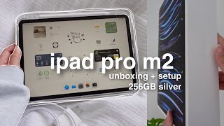 m2 ipad pro 11” 256GB silver unboxing  aesthetic setup✨ [upl. by Arhaz321]