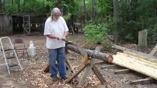 How to use a Drawknife to Debark a pine log [upl. by Assed]